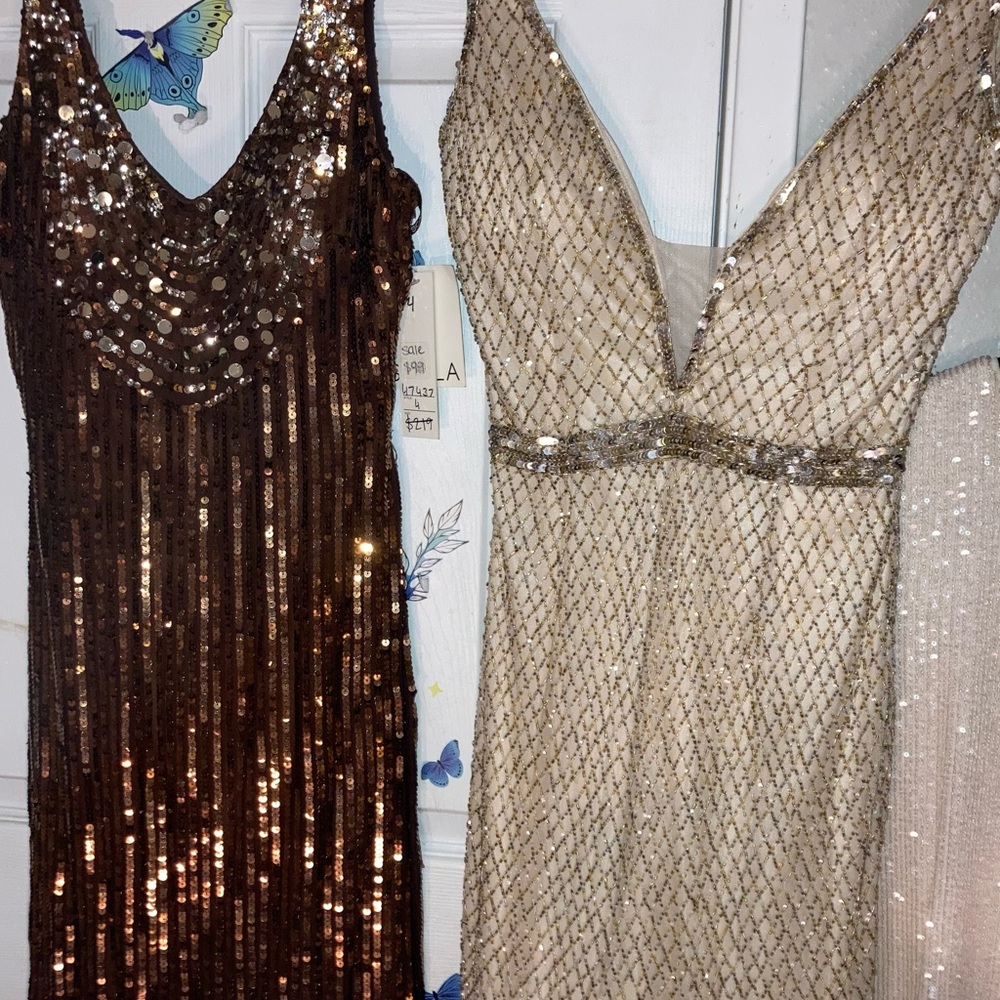 Scala Bronze and Cream Sequin Dresses